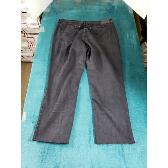 Levis 505 Jeans Size 14 Womens Black Pants Ladies Mid Rise Straight Cropped - Picture 12 of 15